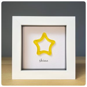 Small yellow glass heart frame