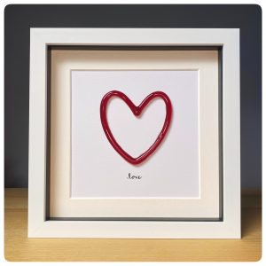‘Love’ red glass heart frame