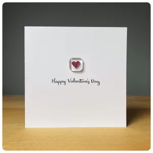 Valentine’s Day card with glass tile featuring a copper heart